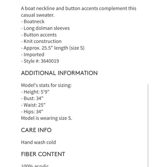 Philosophy Button Shoulder Dolman Boatneck Sweater Balloon Sleeve Blue S - Picture 8 of 11